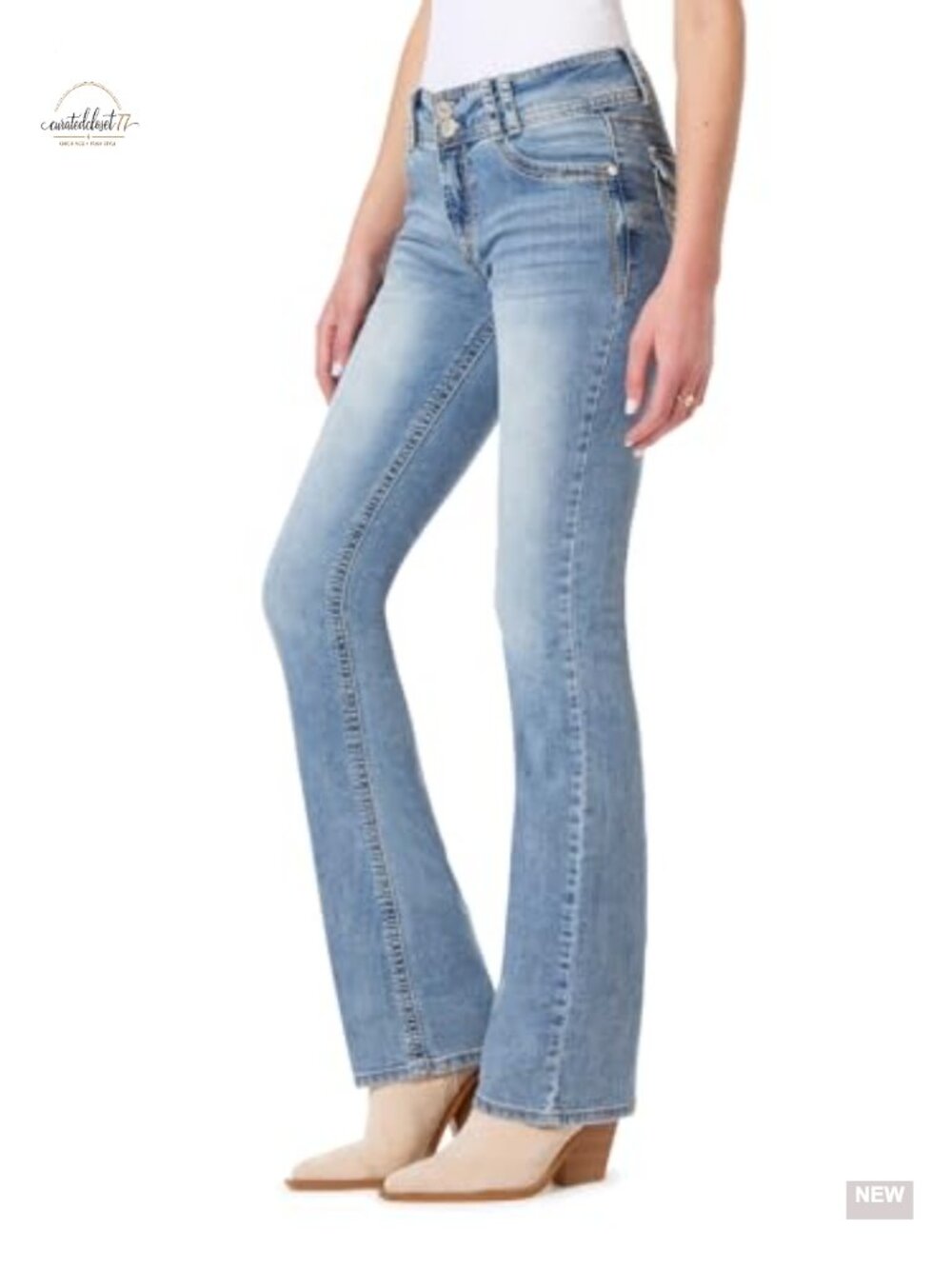 Curvy Bootcut Mid Rise Insta Stretch Jeans Bootcut Leg Womens Denim
